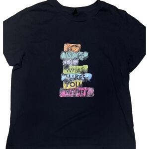 Women's SHEIN Black Multicolor Graphic Short Sleeve Tee 2X